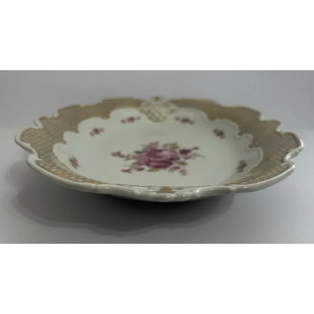 Wallendorf 1764 Oblong Rose Pink and Gold Dish Porcelain Germany 13x9 Inches - Picture 3 of 10